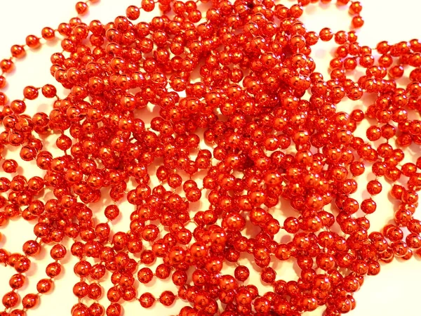 Kırmızı Boncuklar Dekoratif Dekorasyon Kadın Mücevherleri Güzel Parlak Kırmızı Boncuklar — Stok fotoğraf