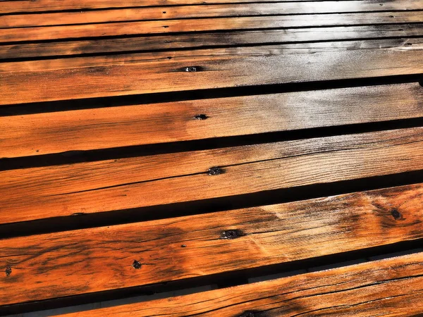 Fondo Está Hecho Tablas Pulidas Lacadas Con Sombreros Uñas Marrón — Foto de Stock