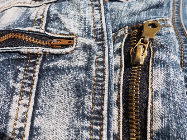 Denim Cerca Con Costuras Cerraduras Vaqueros Muy Mal Gastados Cerradura —  Fotos de Stock