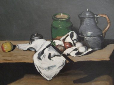 Paris, Fransa, 3 Haziran 2007. Yeşil Tencere ve Kalaylı Sürahi ile Hayat. Çaydanlıkla Yaşam Paul Cezanne 'in sanat eserlerinden biridir. Editör fotoğrafı.