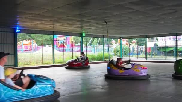 Petrozavodsk Russia June 2021 Bumper Car Children Attraction Autodrom Children — Stock Video