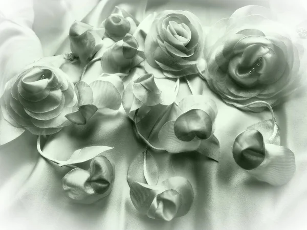 Kwiaty Weselne Wykonane Tkaniny Dekoracji Sukni Ślubnej Panny Młodej Styl — Zdjęcie stockowe