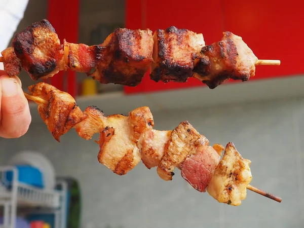 Viande Grillée Été Livrée Restaurant Livraison Domicile Depuis Les Restaurants — Photo