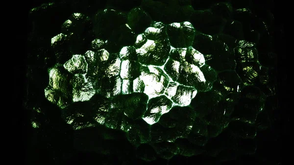 Hullámos zöld üveg háttér. Absztrakt áttetsző volumetrikus textúra minta az ablak felületén. Folyékony horror vagy Solaris bolygó. Éjszakai vagy űrtéma — Stock Fotó