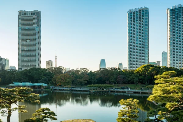 公園と東京の街並の眺め — ストック写真