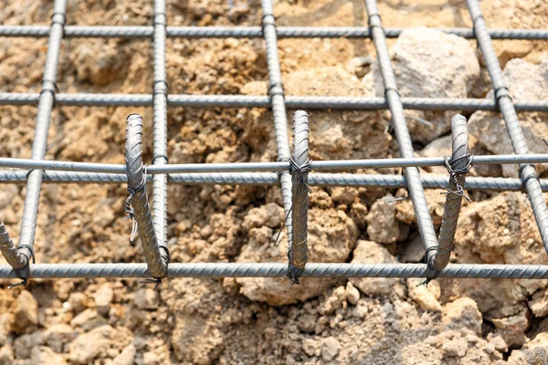 Fundação de aço para a construção de casa — Fotografia de Stock