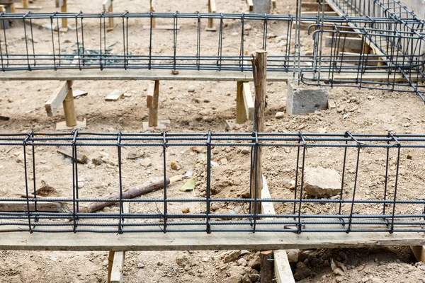 Fundação de aço para a construção de casa — Fotografia de Stock