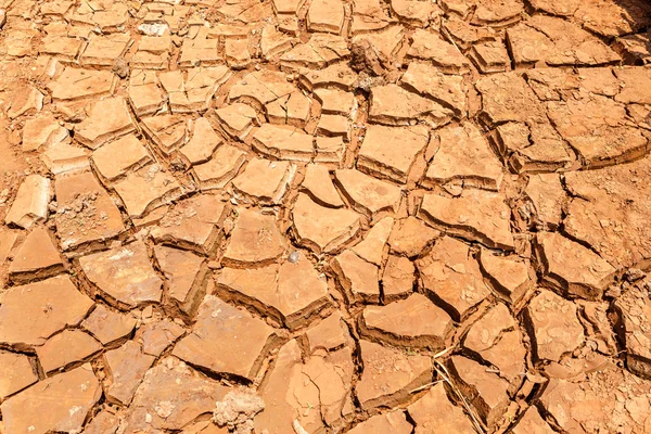 Gebarsten droog land zonder water — Stockfoto