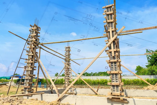 Molde de pilar de hormigón para la construcción de casas — Foto de Stock