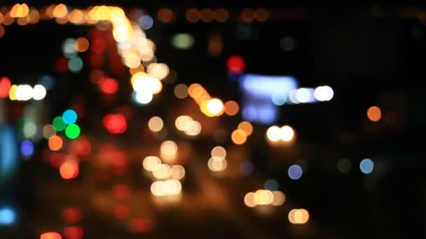 Luce bokeh auto in movimento sulla strada — Video Stock