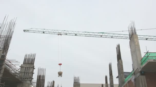 Crane working in construction site — Stock Video