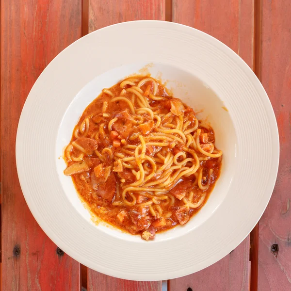 Spaghetti con gamberetti — Foto Stock