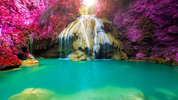 Wonderful waterfall with colorful tree in thailand — Stock Photo, Image