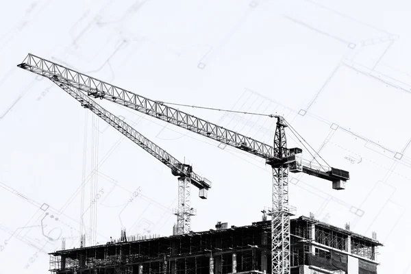 Baustelle mit Kränen — Stockfoto