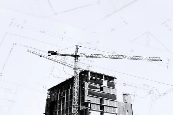 Chantier de construction avec grues — Photo