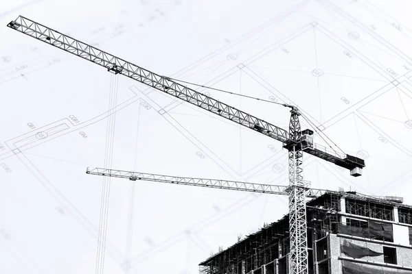 Construction site with cranes — Stock Photo, Image