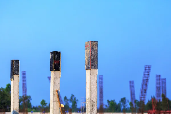 Pillar cement with steel rod in construction site — Stock Photo, Image