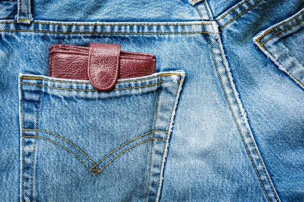 Bolso de calça jeans com carteira — Fotografia de Stock