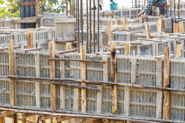 Tondino d'acciaio della fondazione per la costruzione della casa — Foto Stock