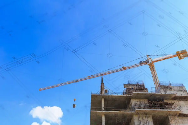 Construction site with cranes — Stock Photo, Image