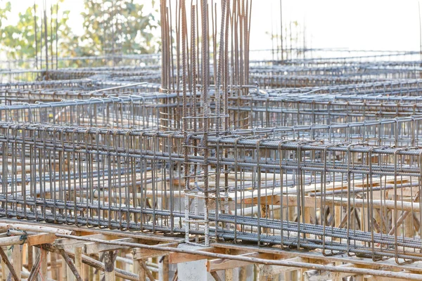 Stichting stalen staaf voor woningbouw — Stockfoto