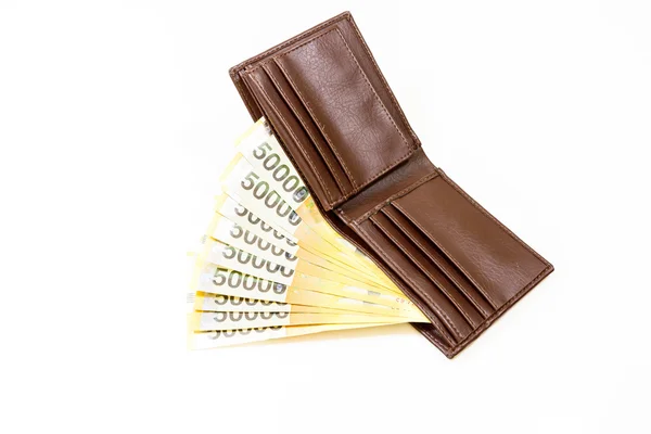 Korea money in brown purse — Stock Photo, Image