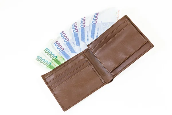 Corea dinero en bolsa marrón — Foto de Stock