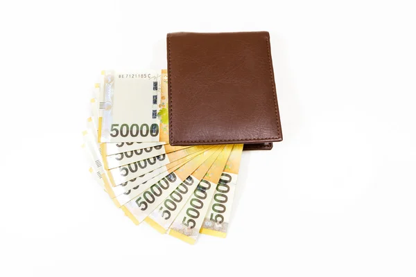 Korea money in brown purse — Stock Photo, Image