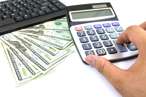 Finance and banking with a calculator and money — Stock Photo, Image