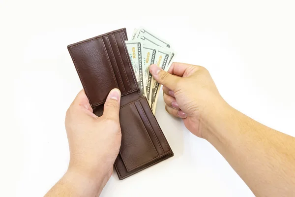 Dollars money in bag on white background — Stock Photo, Image