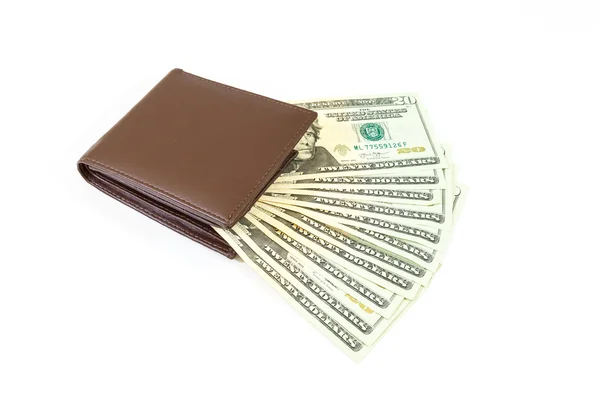 Dollars money in bag on white background — Stock Photo, Image