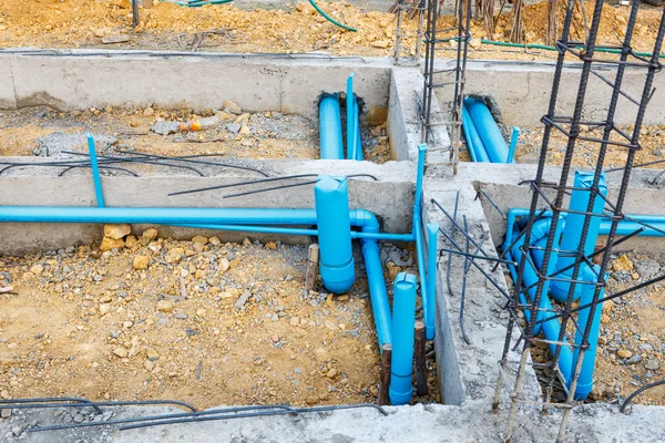 Fundament für Hausbau mit Sanitärsystem — Stockfoto