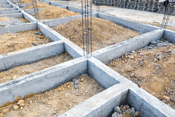 Cimentación para la construcción de viviendas con sistema de plomería — Foto de Stock