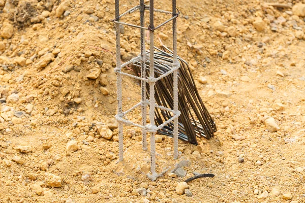 Fundação haste de aço para a construção da casa — Fotografia de Stock