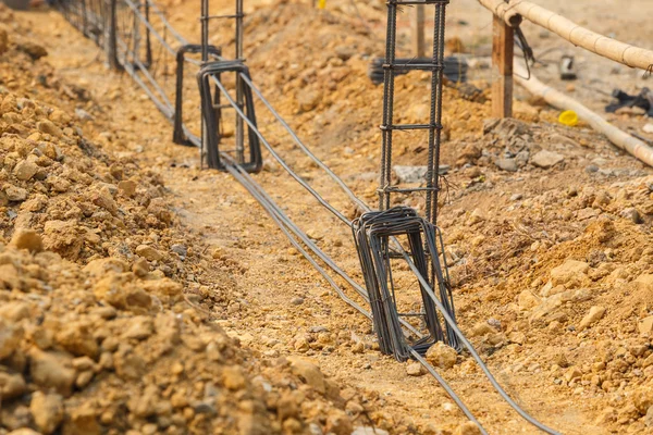 Barra de acero de la fundación para la construcción de casa — Foto de Stock