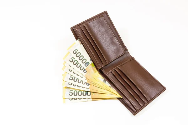 Korea money in brown bag — Stock Photo, Image