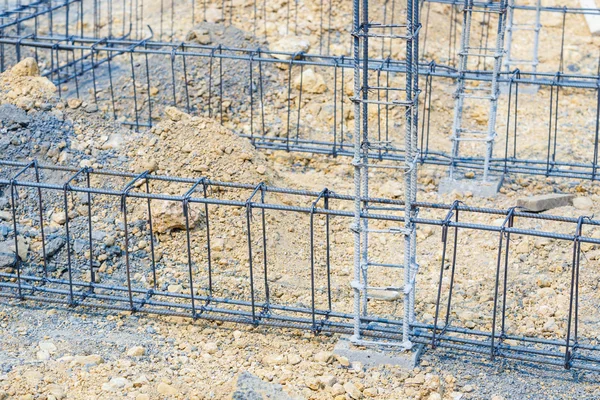 Tige d'acier de fondation pour la construction de maison — Photo