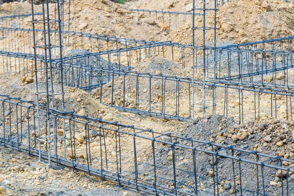 Barra de acero de la fundación para la construcción de casa — Foto de Stock