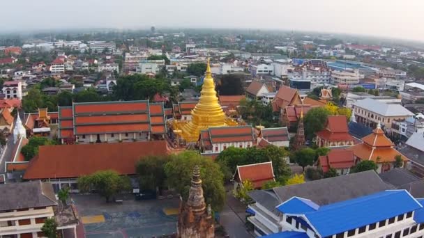 Aerial view shot Lamphun city — Stock Video