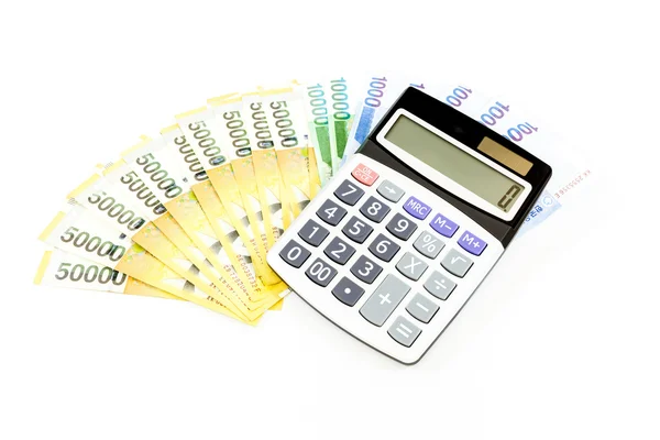 Korea money with calculator — Stock Photo, Image