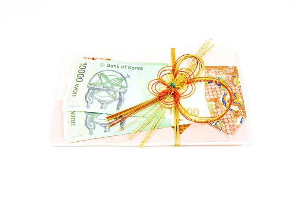 Korea money with Gift envelope — Stock Photo, Image