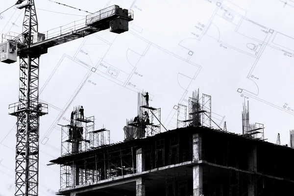 Construction site with cranes — Stock Photo, Image