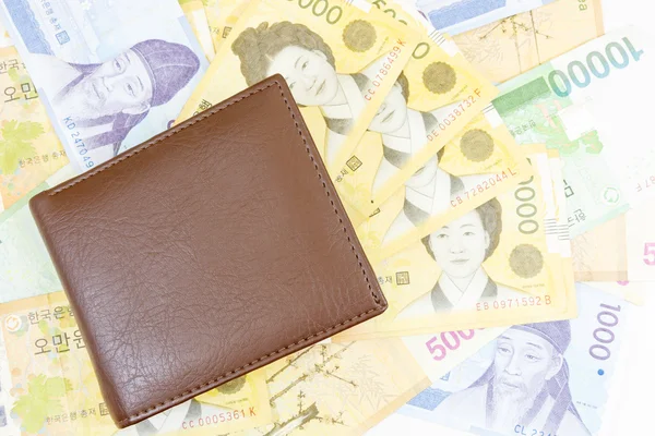 Korea money and wallet — Stock Photo, Image