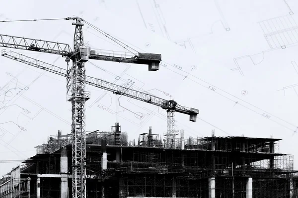 Crane working in construction site — Stock Photo, Image