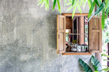 Loft style wall texture background with window