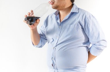 Fat man drink cola clipart
