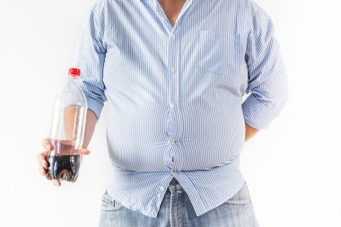 Fat man with bottle of cola clipart