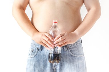 Fat man with bottle of cola clipart