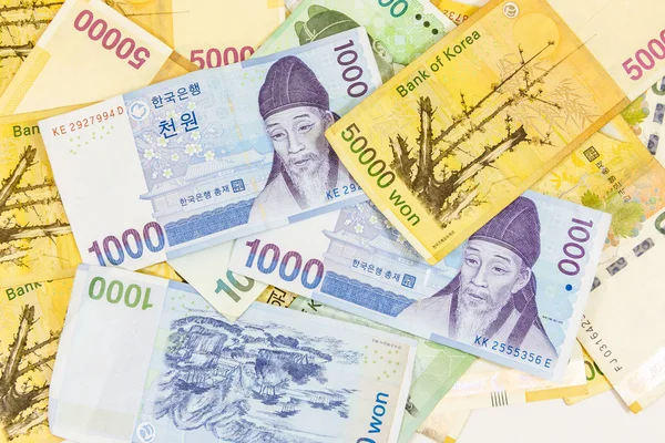 Банкноты с корейскими деньгами — стоковое фото