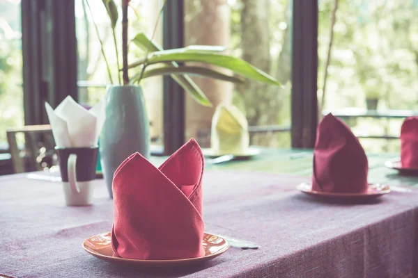 Dining table in vintage retro tone — Stock Photo, Image